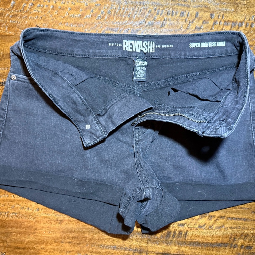Rewash Black High Rise Denim Shorts